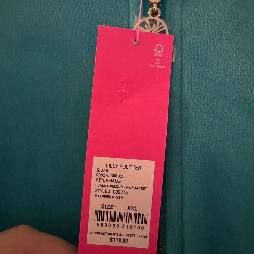 NWT Lilly Pulitxer Evanna Velour zip up jacket - Picture 4 of 6